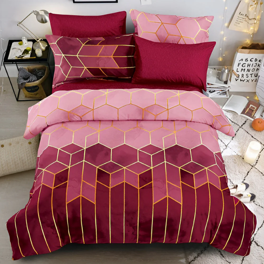 Golden Cosmo Hive | 3pcs Duvet Cover Sets - Image 6
