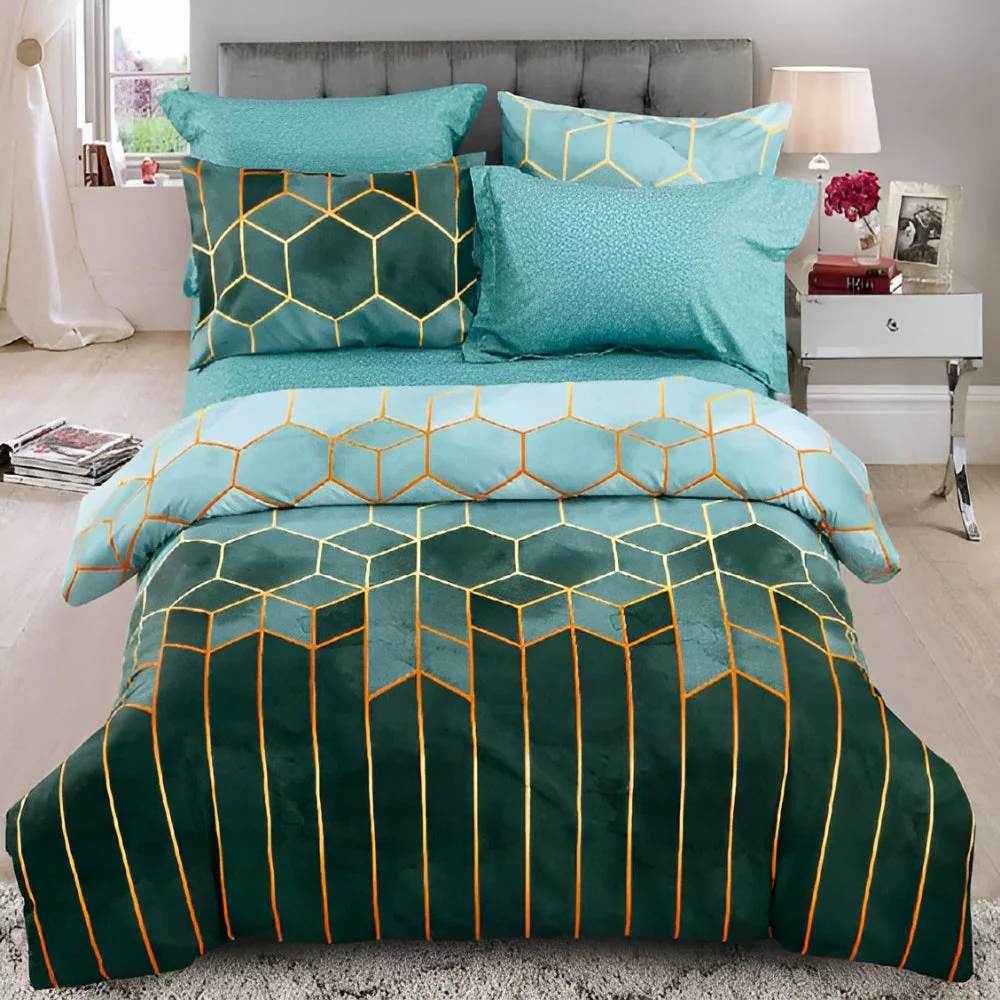 Golden Cosmo Hive | 3pcs Duvet Cover Sets - Image 8