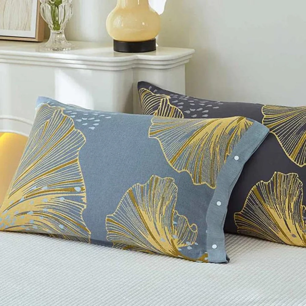 Golden Flora Pure Cotton Pillowcases | Twin Pack - Image 3