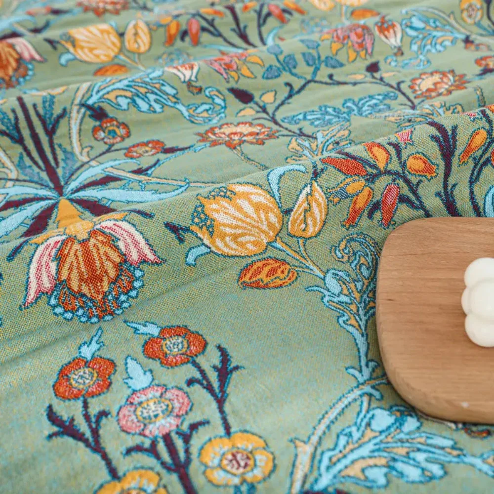 Greenery Floral Cotton Tassel Blanket - Image 3
