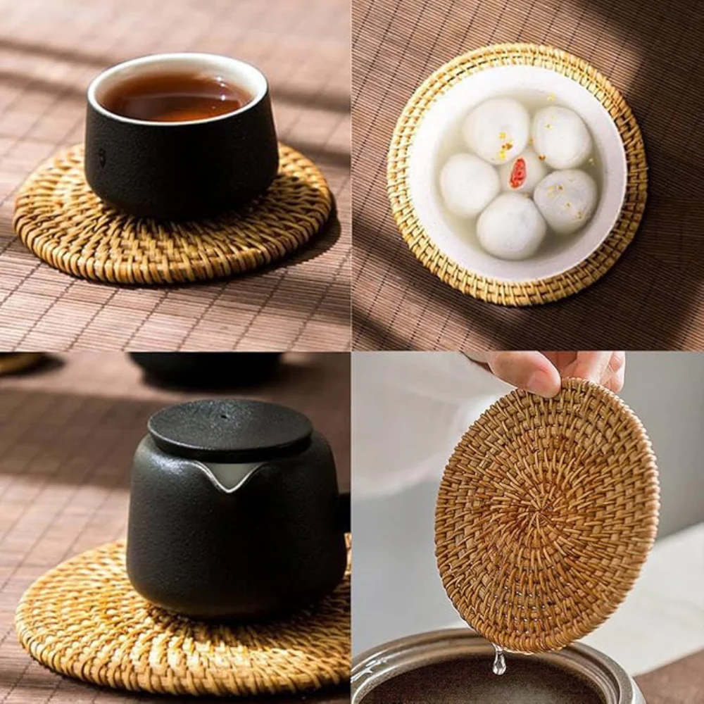 Handmade Rattan Coaster | 6pcs Set - Image 4