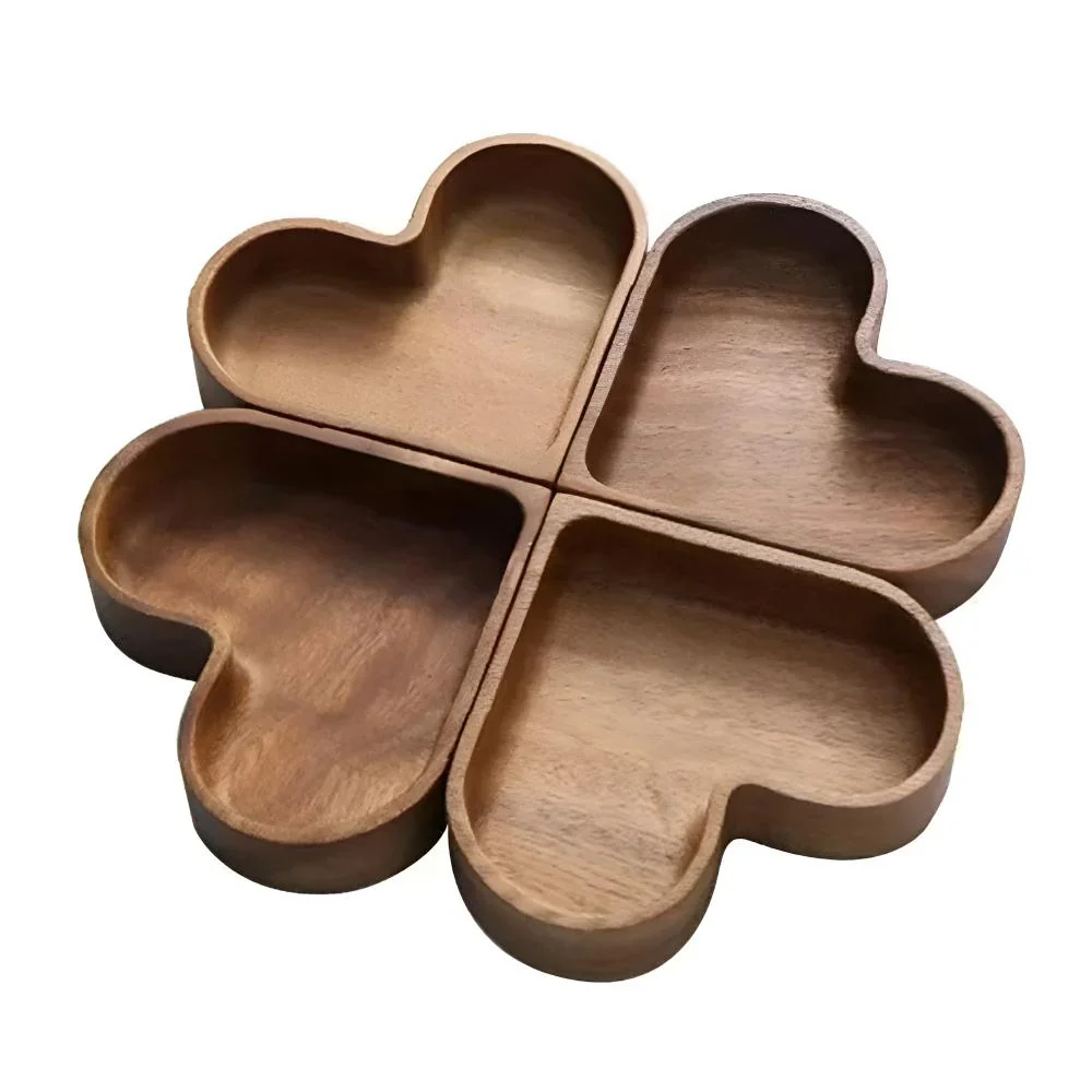 Heart-Shaped Wooden Snack Tray | 4 pcs - Image 3