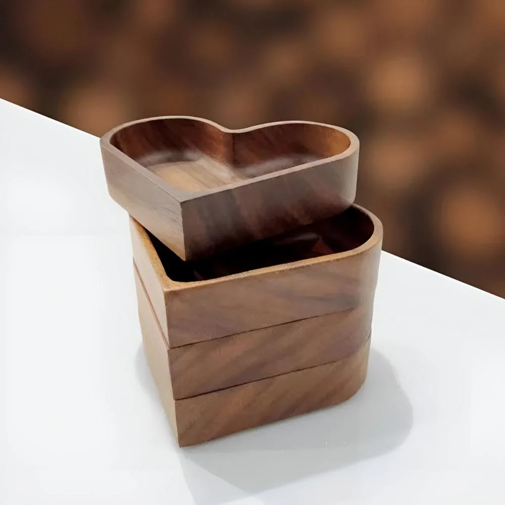Heart-Shaped Wooden Snack Tray | 4 pcs - Image 4