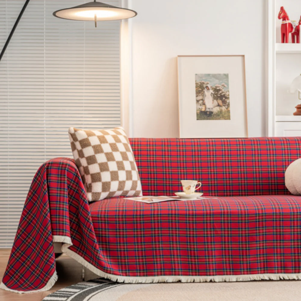 Hearthline Cottage Plaid Sofa Cover - Image 11