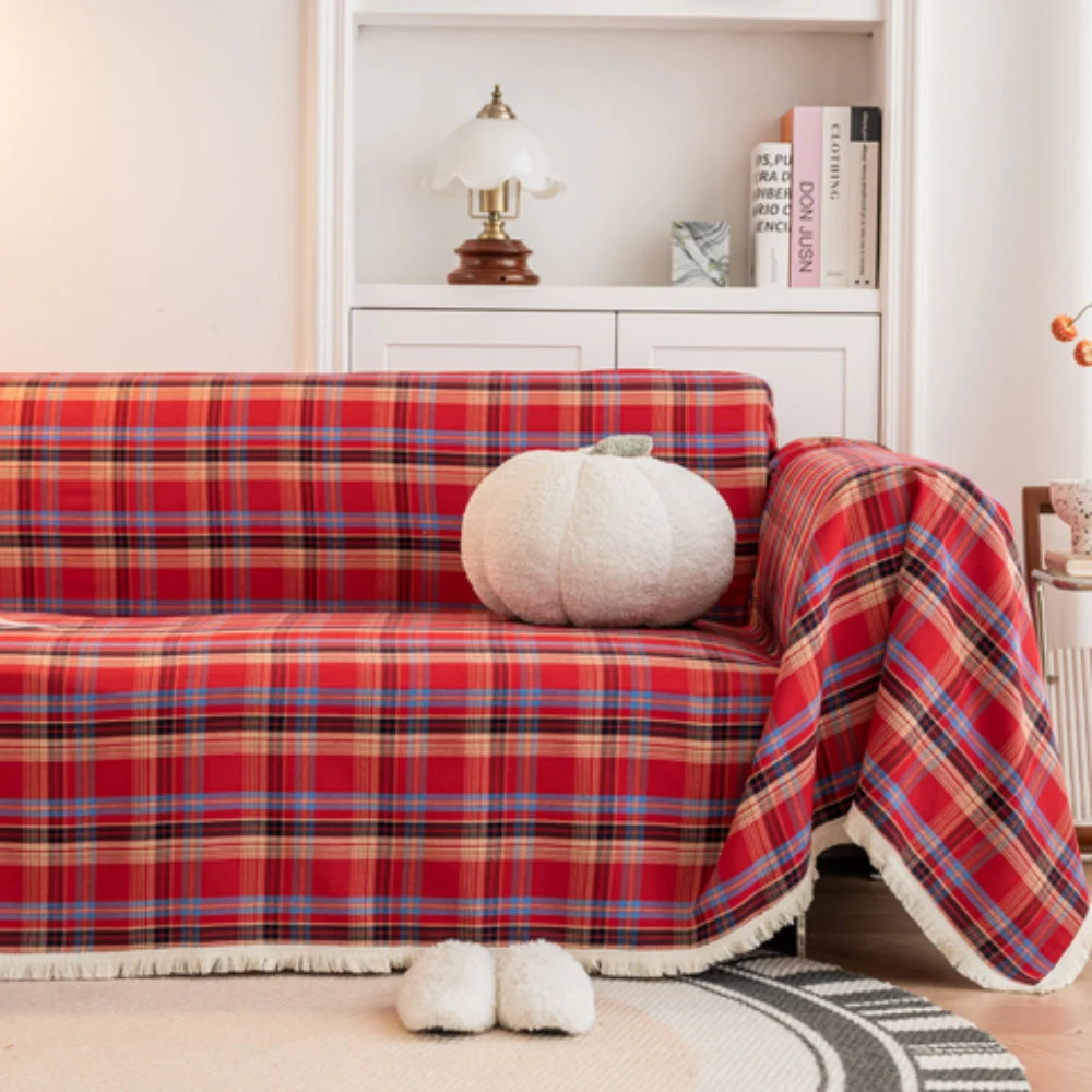 Hearthline Cottage Plaid Sofa Cover - Image 12
