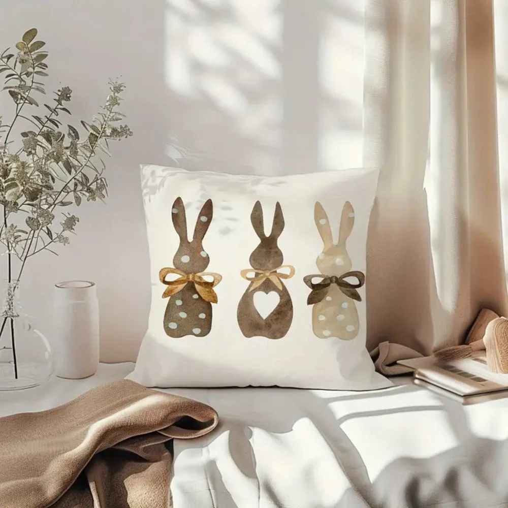 Hemp Three Bunny Cushion Cover - Image 5