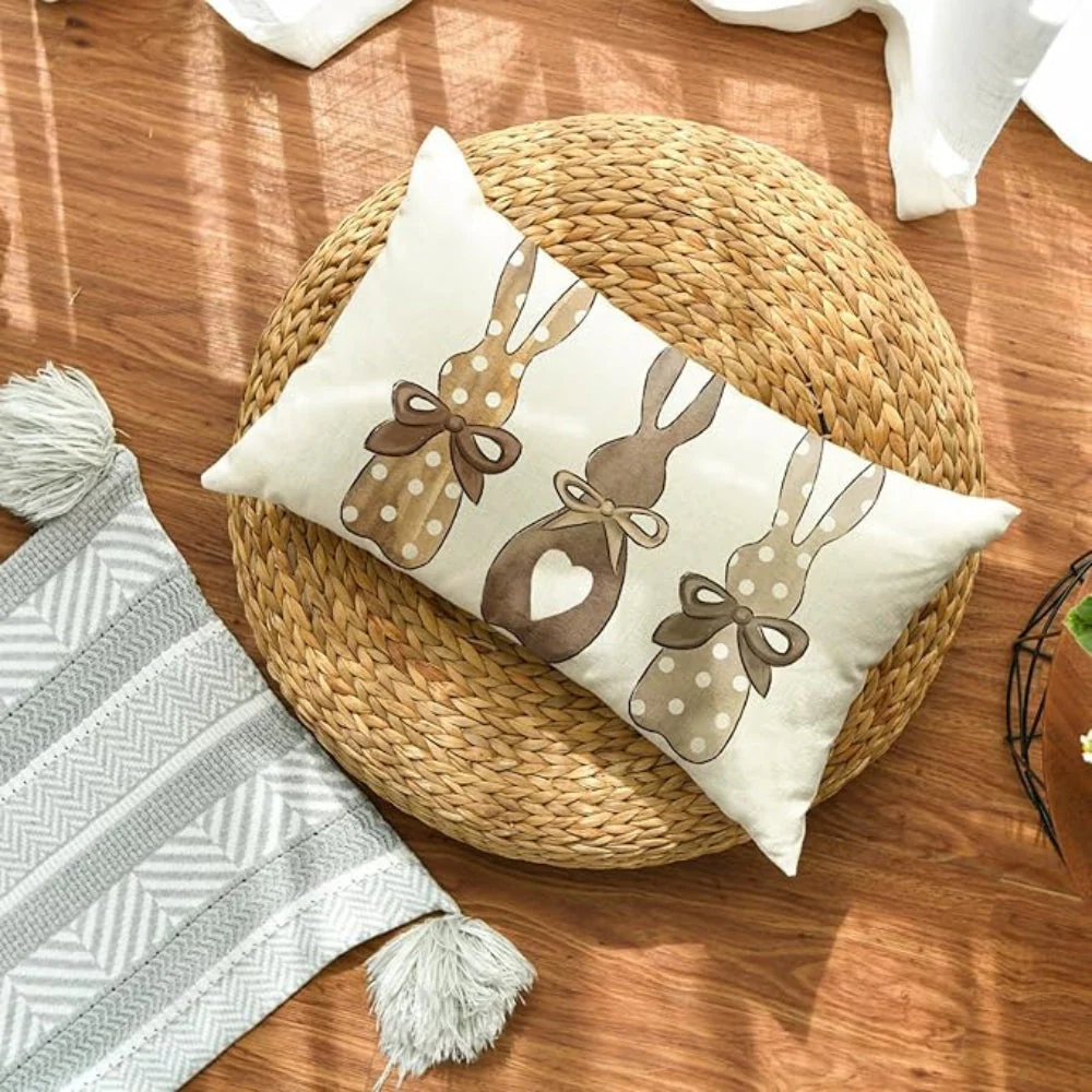 Hemp Three Bunny Cushion Cover - Image 7