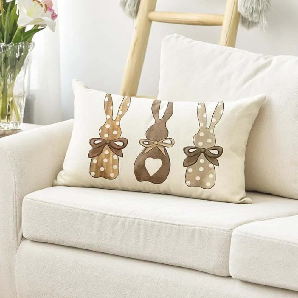Hemp Three Bunny Cushion Cover - Image 8