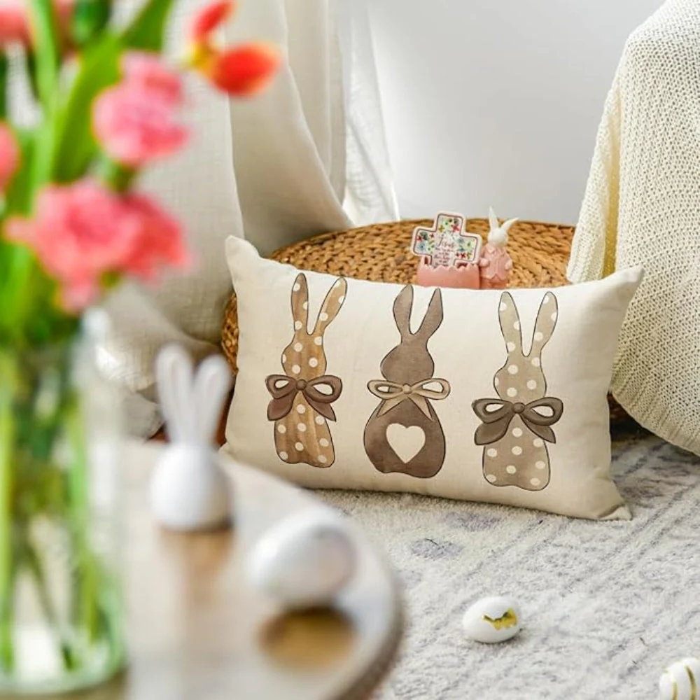 Hemp Three Bunny Cushion Cover - Image 9