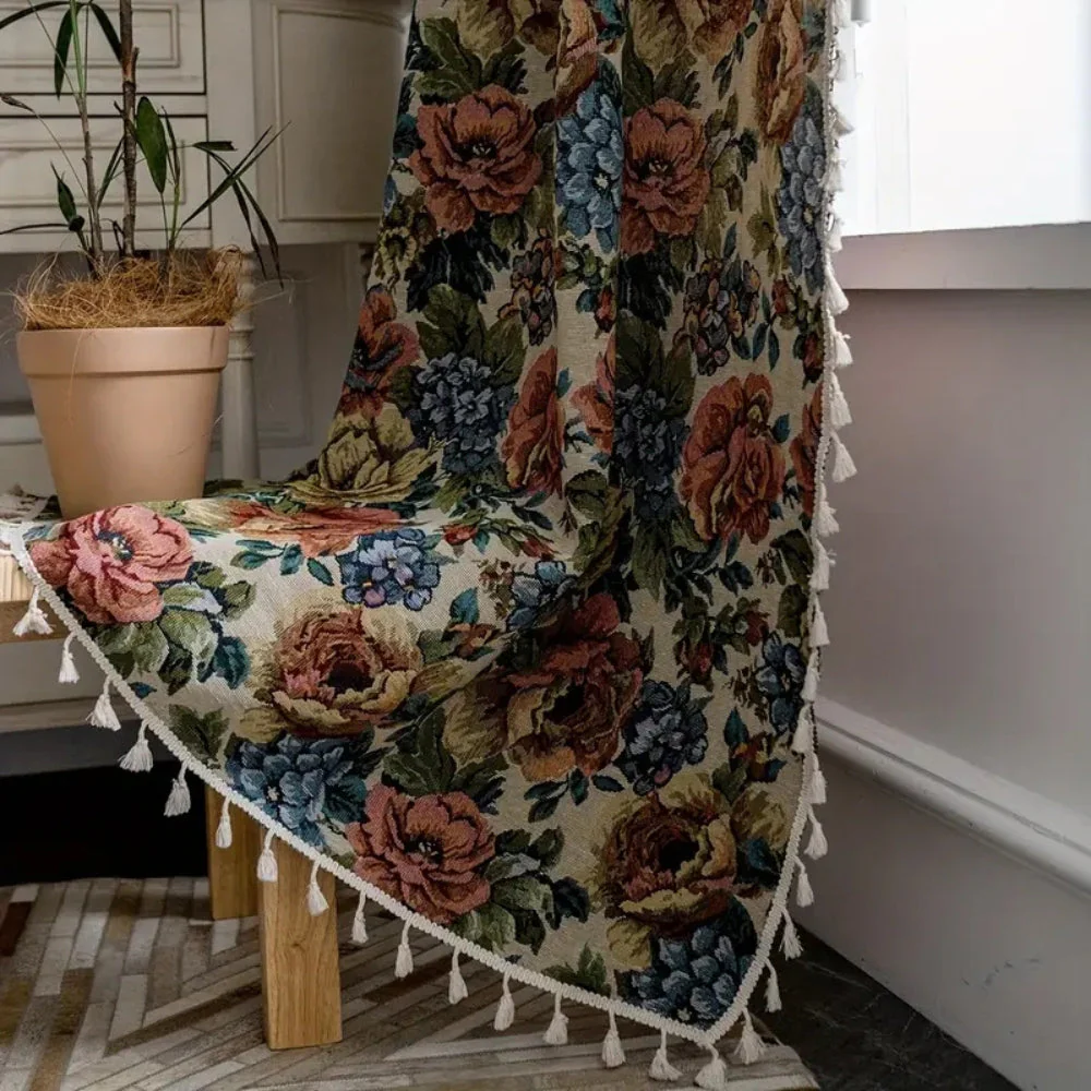 Heritage Rose Bloom Tassels Curtain - Image 4