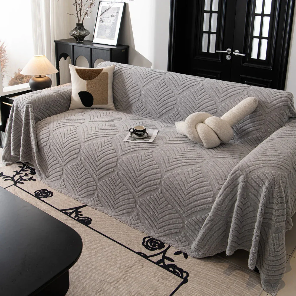 Herringbone Leaf Design Fleece Sofa Cover - Image 6