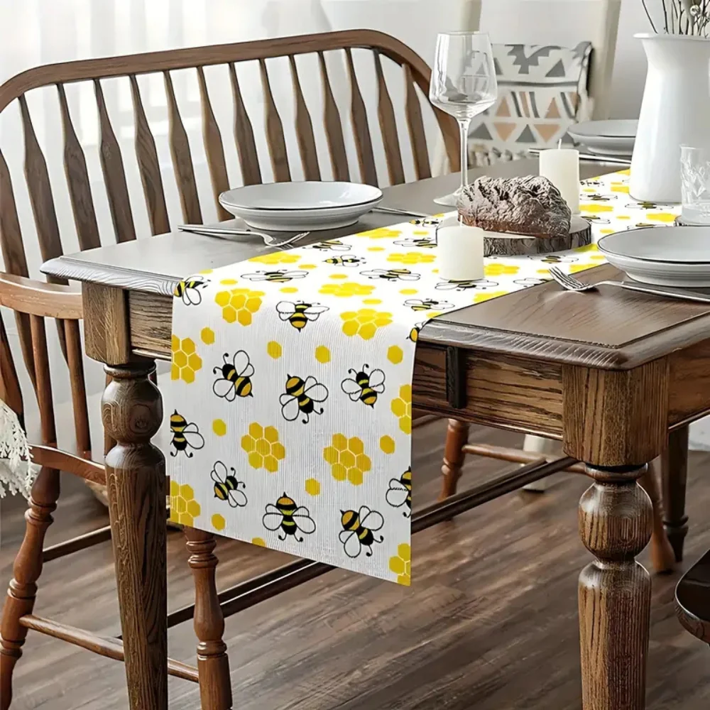 Honeycomb Buzz Linen Table Runner - Image 3
