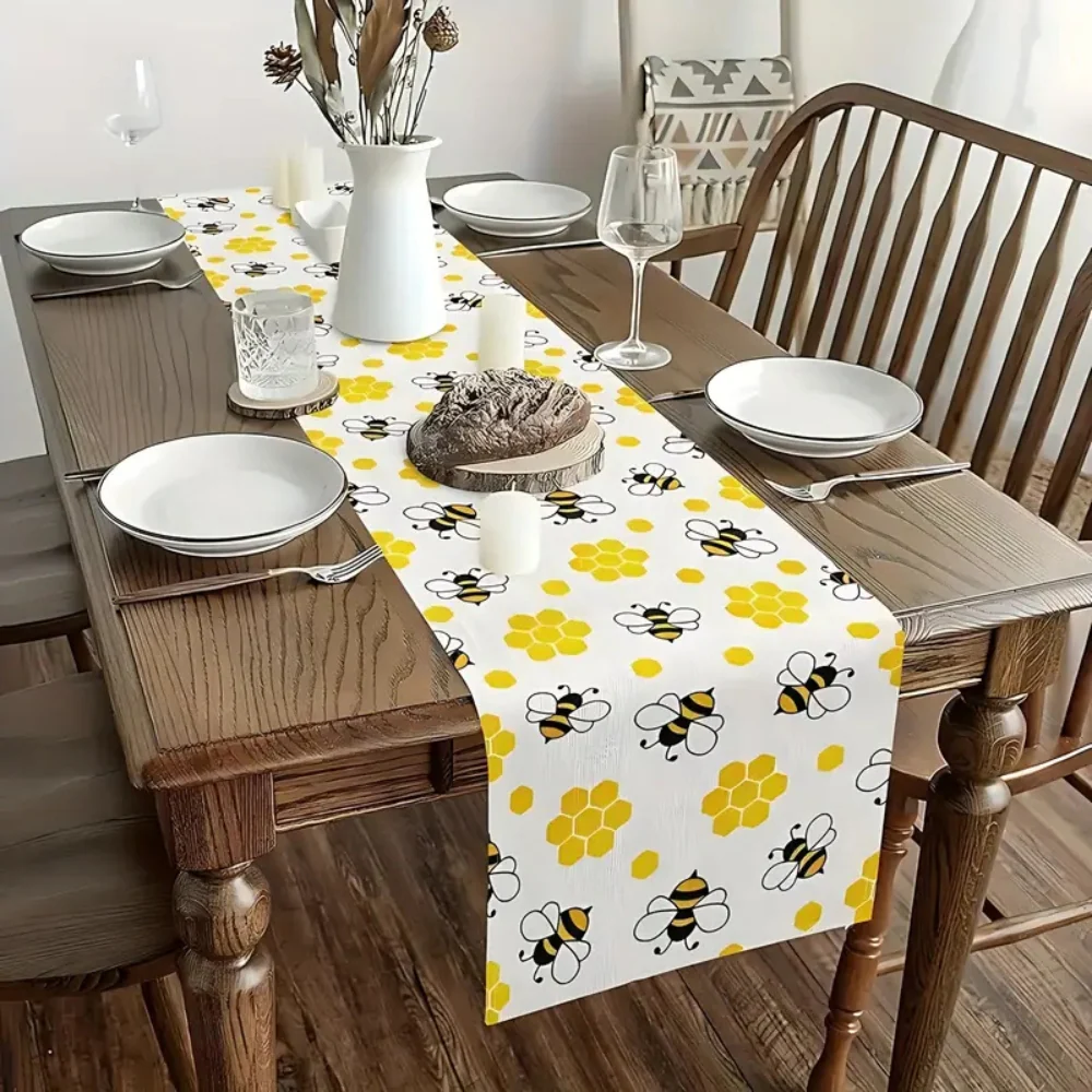 Honeycomb Buzz Linen Table Runner - Image 4