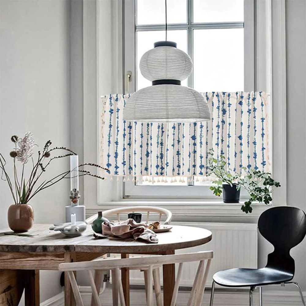 Inkblot Blue Tassel Cabinet Curtain - Image 2