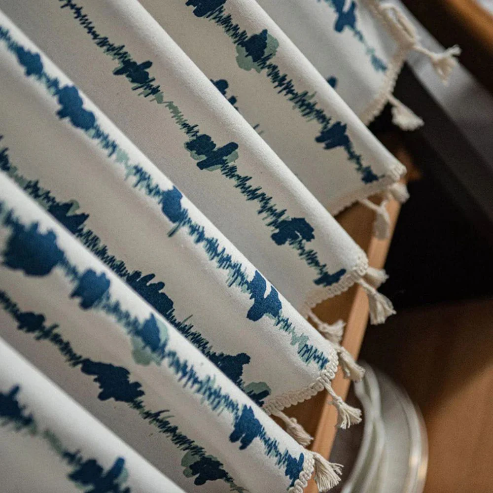 Inkblot Blue Tassel Cabinet Curtain - Image 3