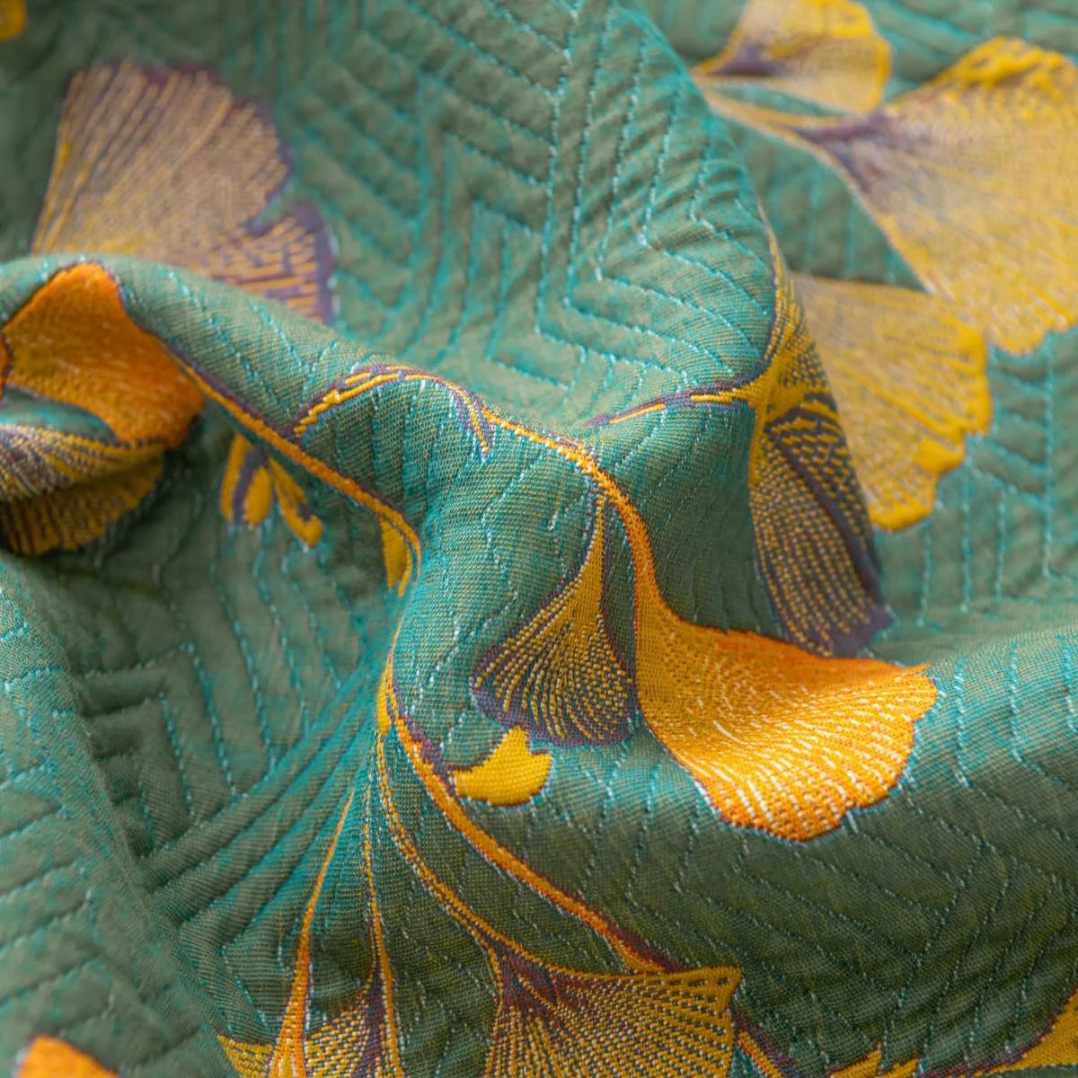 Jacquard Floral Ginkgo Leaves Reversible Coverlet - Image 4