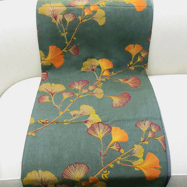 Jacquard Floral Ginkgo Leaves Reversible Coverlet - Image 6