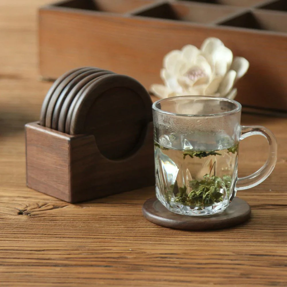 Japanese Style Wooden Coaster | 6pcs Set - Image 2