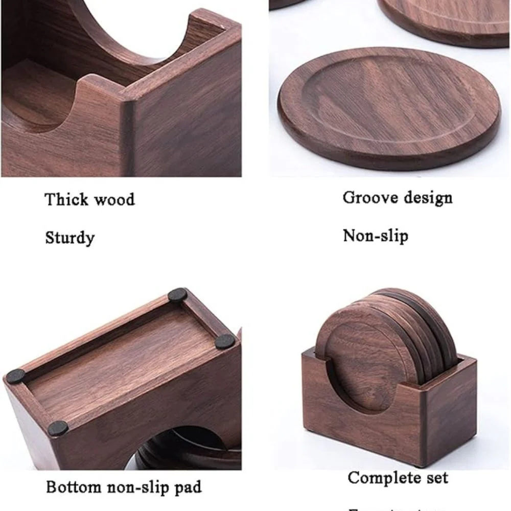 Japanese Style Wooden Coaster | 6pcs Set - Image 4