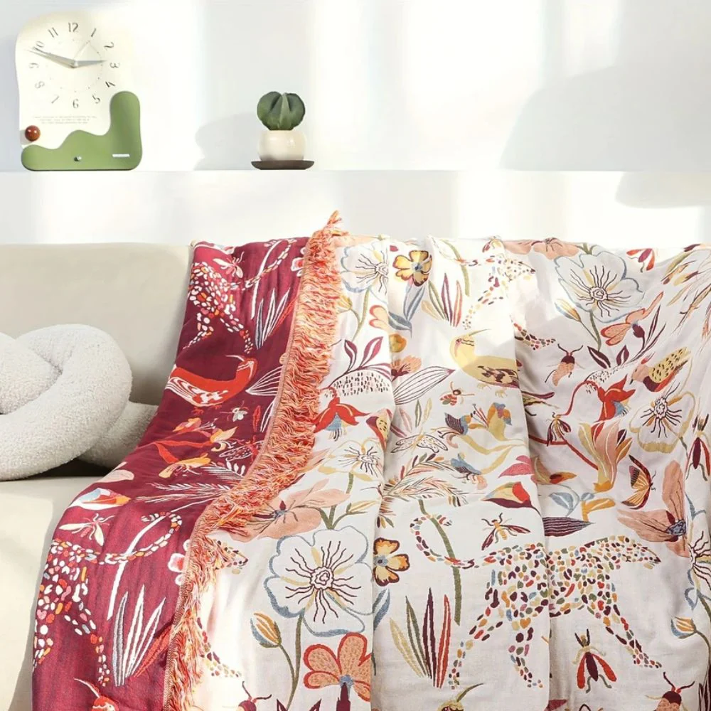 Jungle Bloom Reversible Cotton Blanket - Image 4