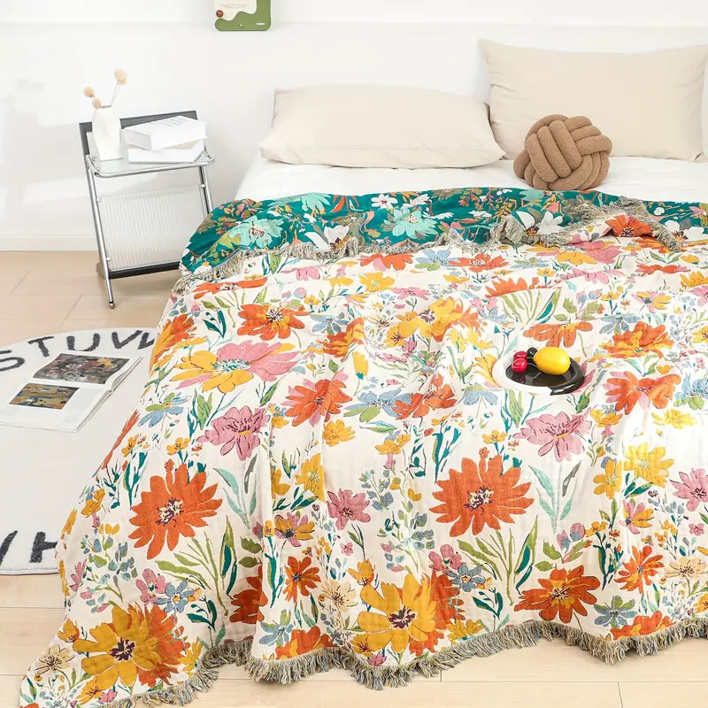 Blooming Floral All-Season Cotton Blanket - Image 2
