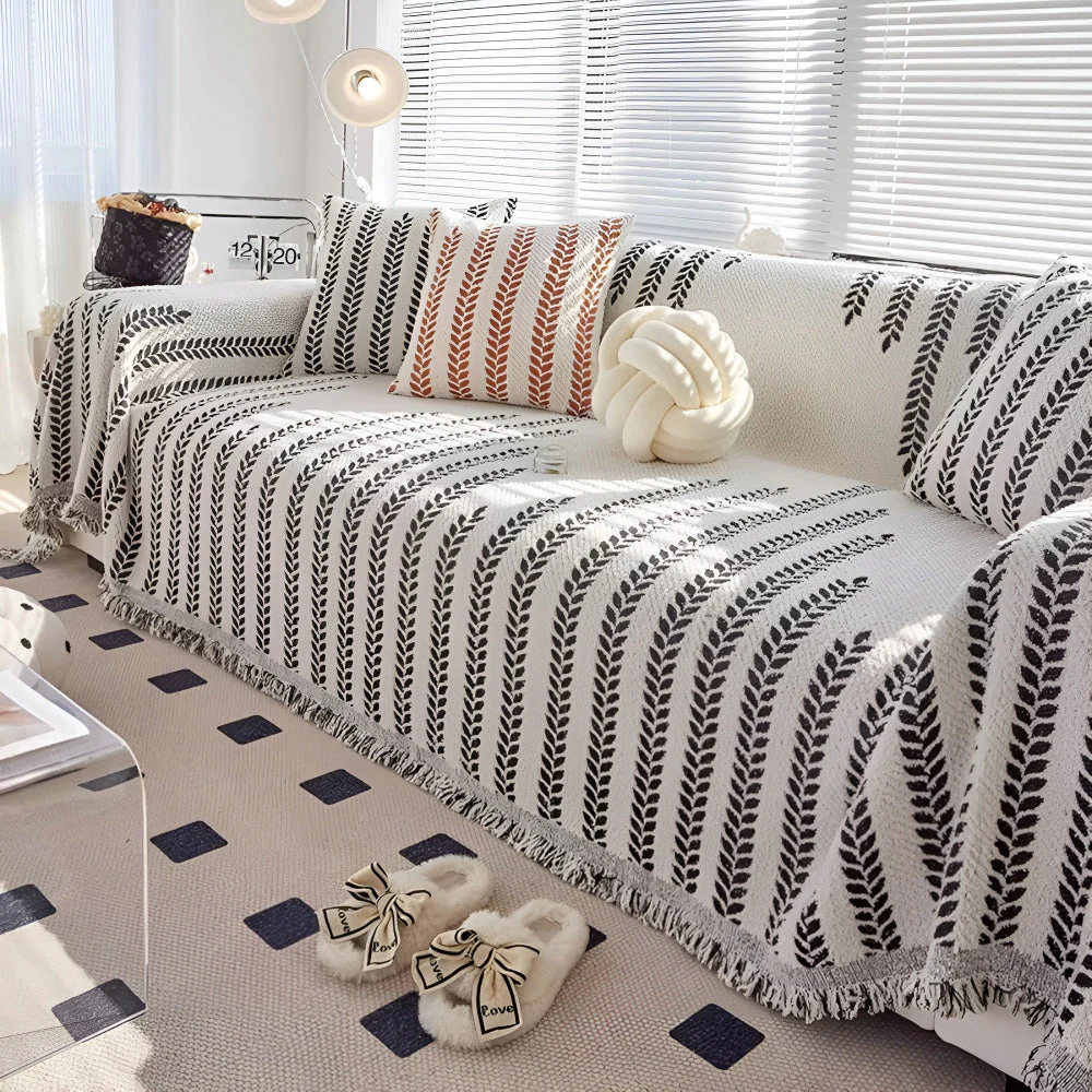 Leaf Fringed Lace Sofa Cover - Image 10