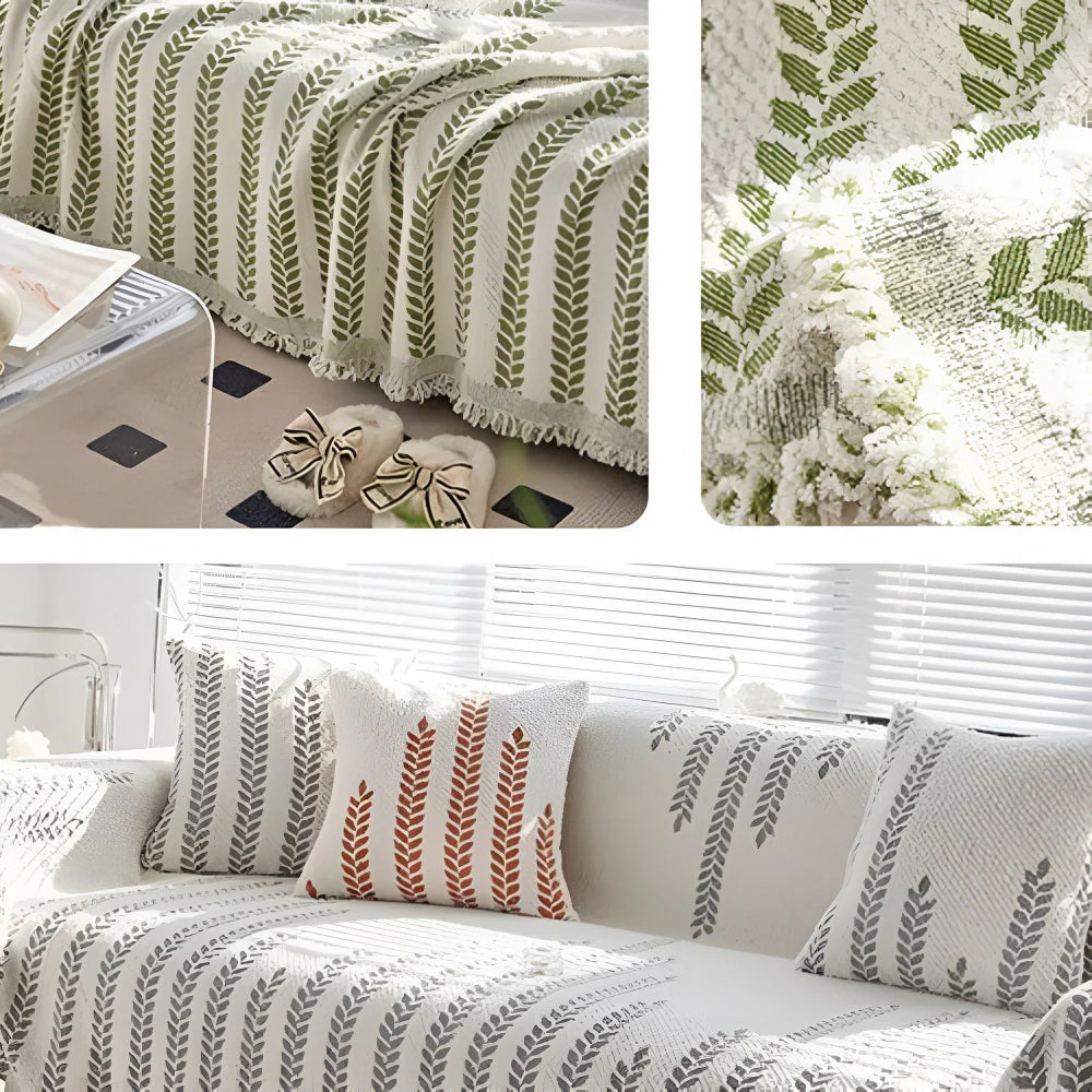 Leaf Fringed Lace Sofa Cover - Image 12