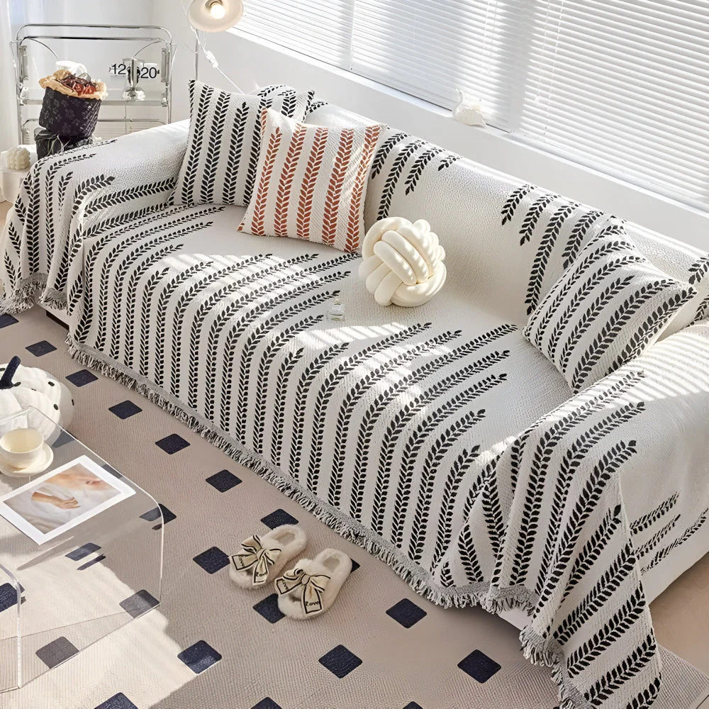 Leaf Fringed Lace Sofa Cover - Image 8