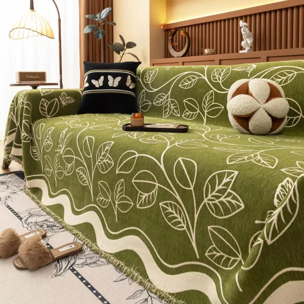 Leaf Inspired Luxury Chenille Sofa Cover - Image 3