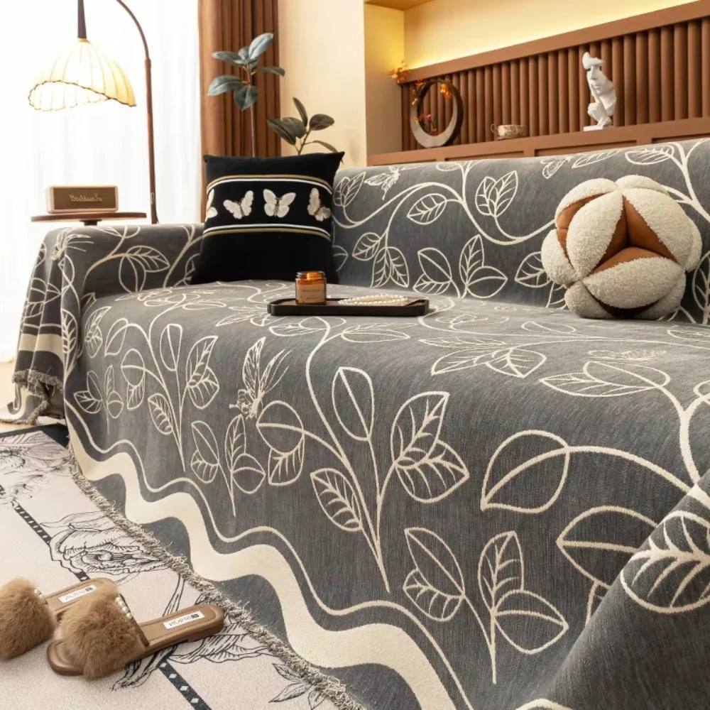 Leaf Inspired Luxury Chenille Sofa Cover - Image 4