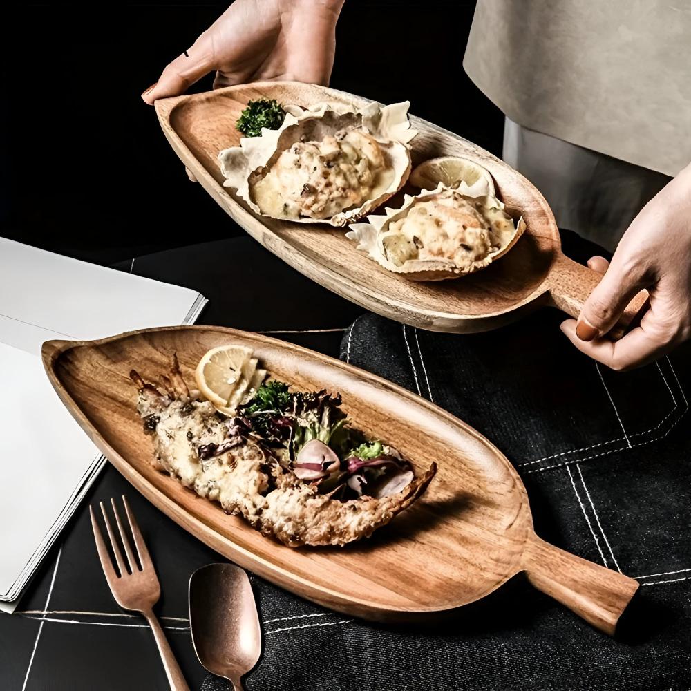 Leaf-Shaped Wooden Serving Plate - Image 3