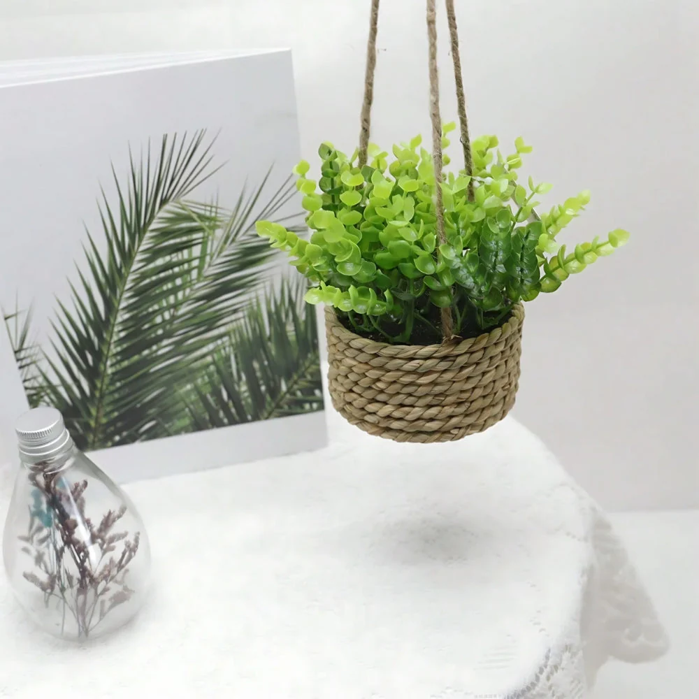 Leafara Hanging Artificial Plant In Woven Basket Pot - Image 10