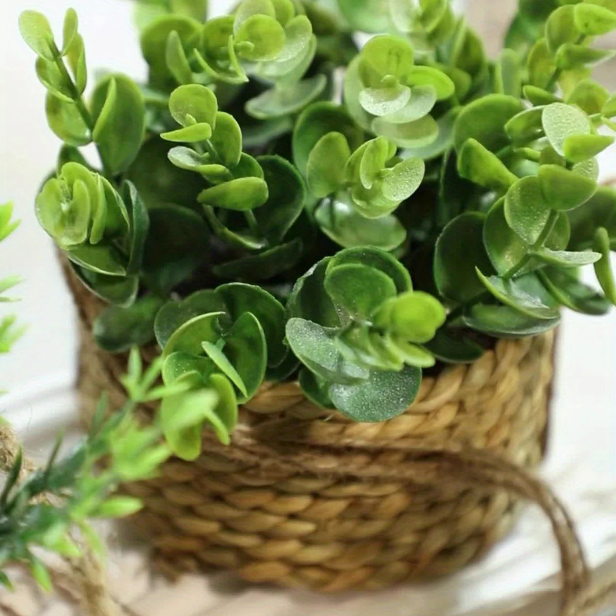 Leafara Hanging Artificial Plant In Woven Basket Pot - Image 3