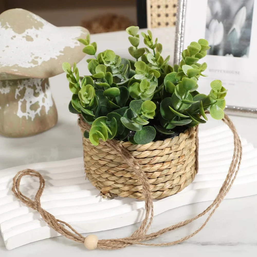 Leafara Hanging Artificial Plant In Woven Basket Pot - Image 4