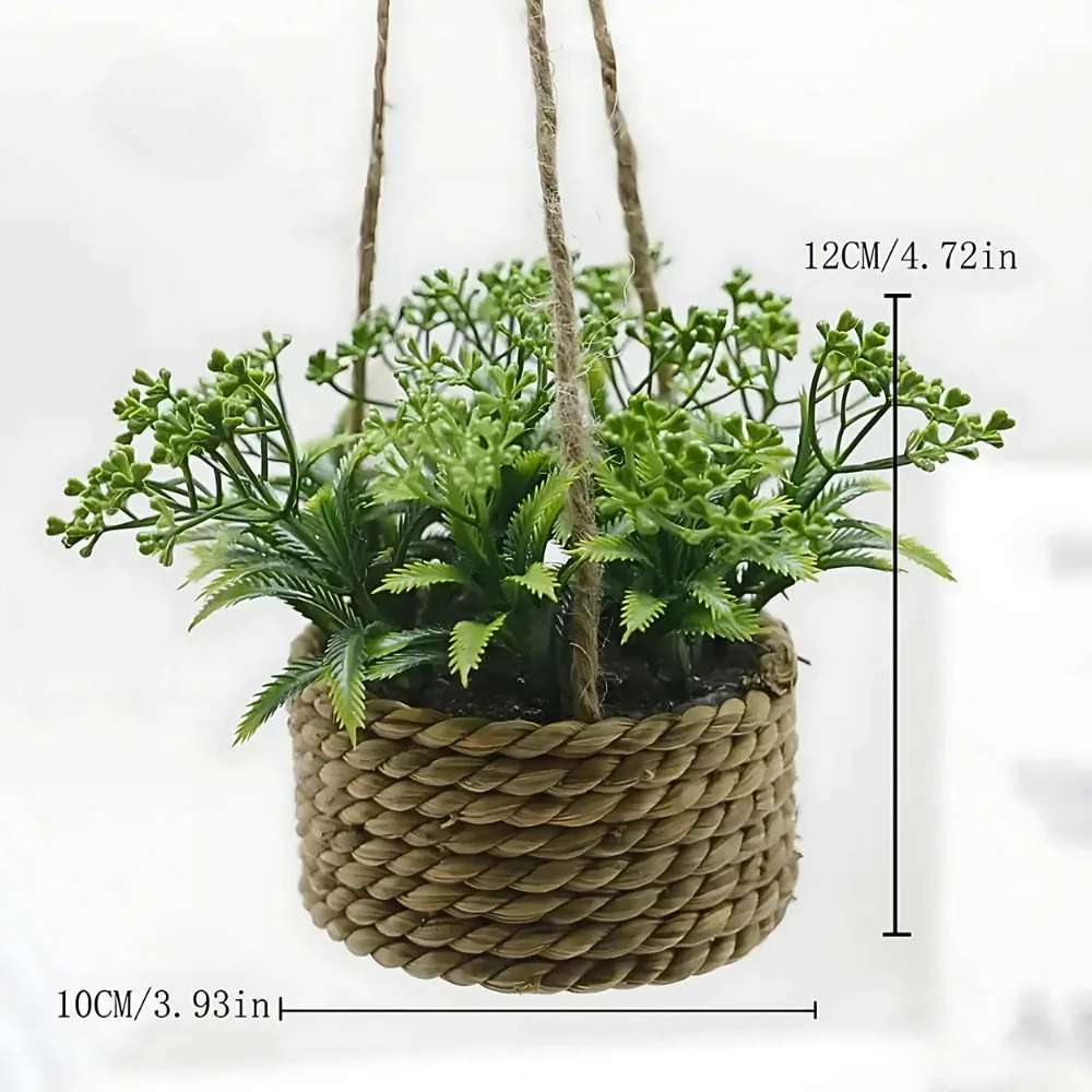 Leafara Hanging Artificial Plant In Woven Basket Pot - Image 6