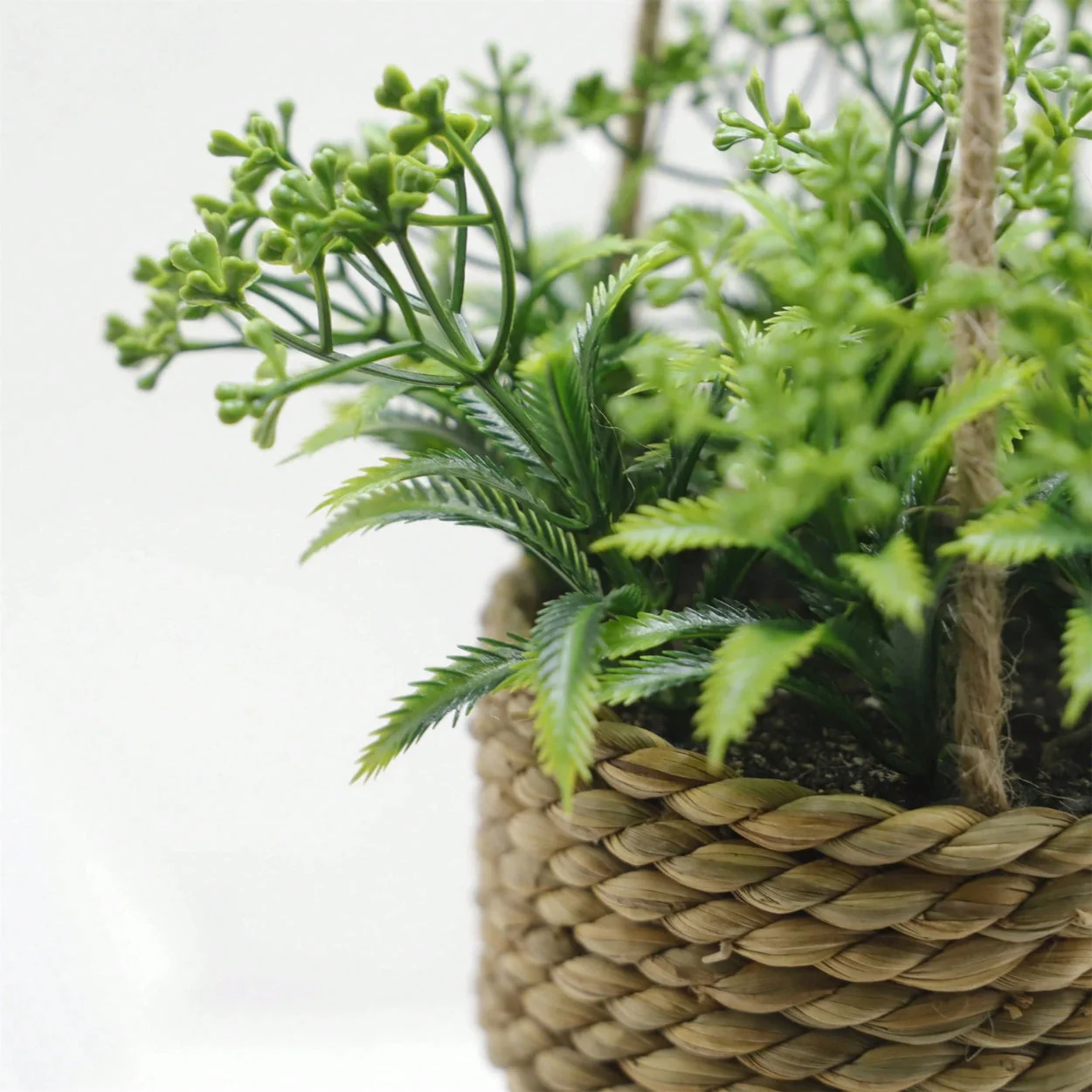 Leafara Hanging Artificial Plant In Woven Basket Pot - Image 8
