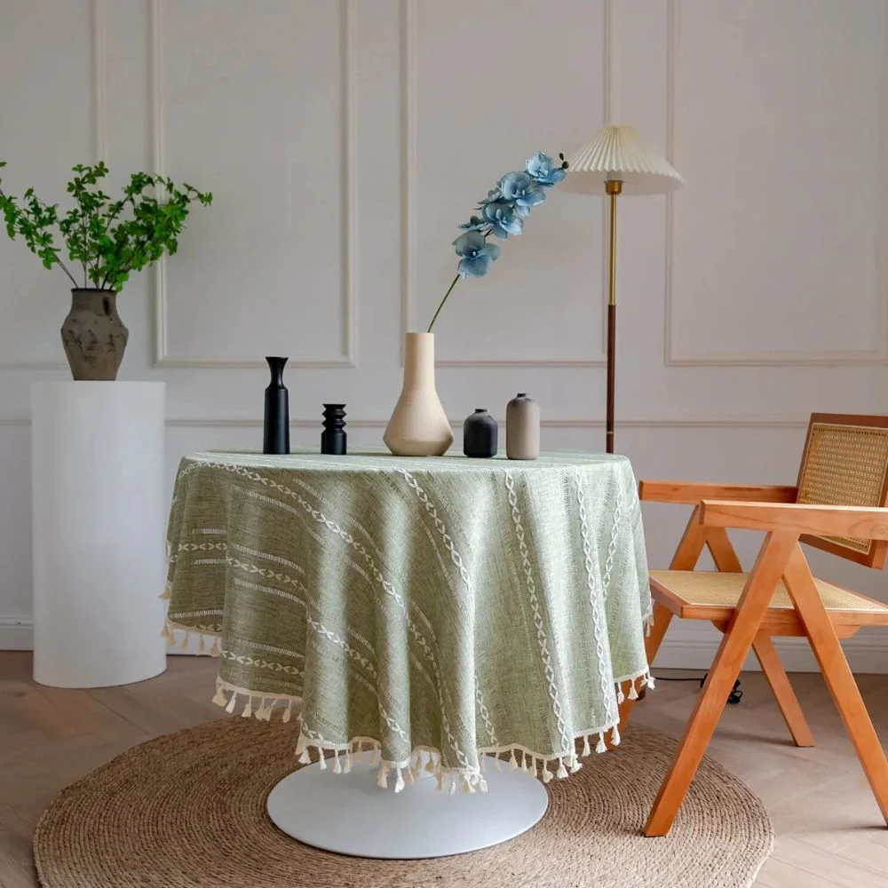 Leafline Embroidered Round Tablecloth - Image 4