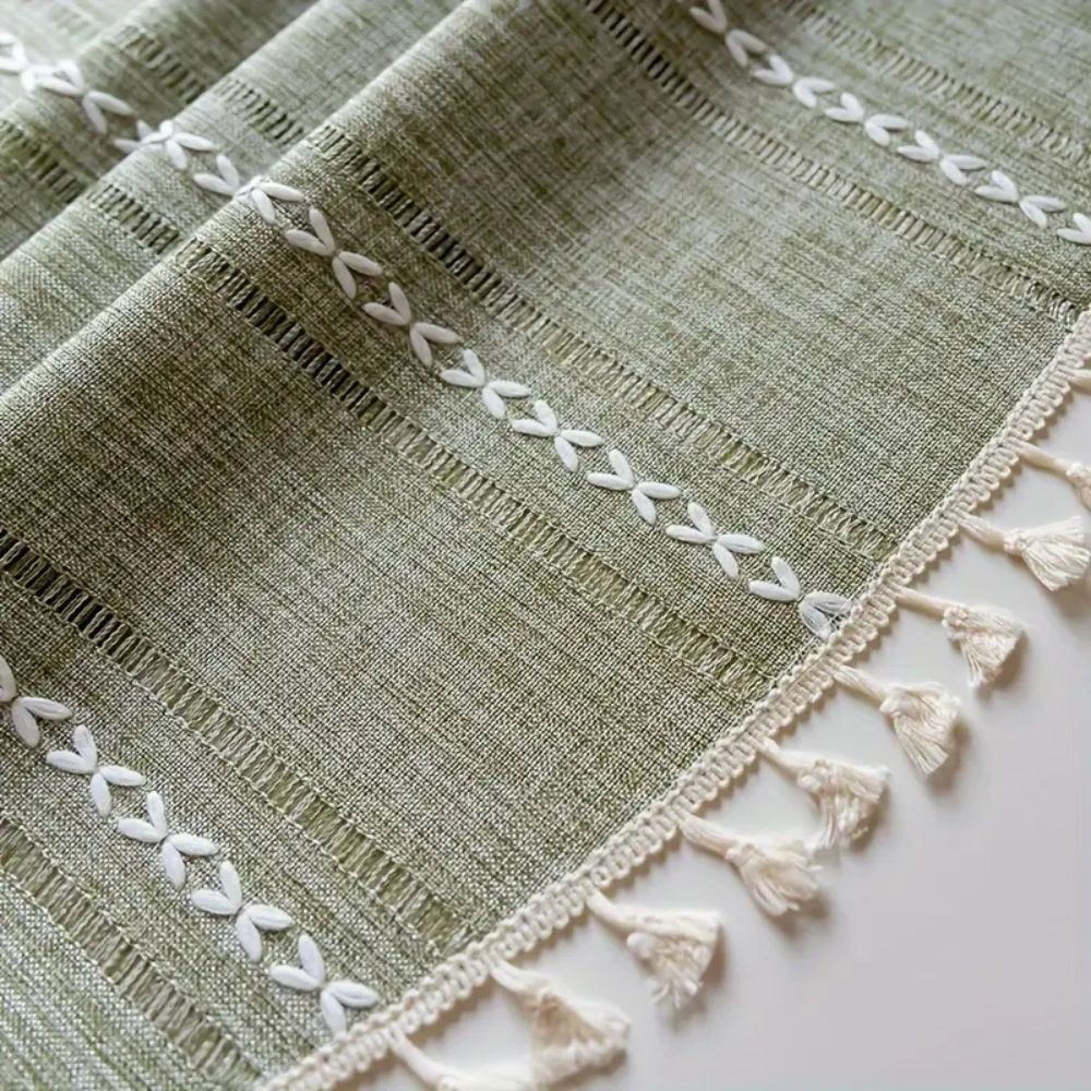 Leafline Embroidered Round Tablecloth - Image 5