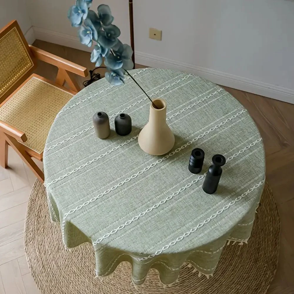 Leafline Embroidered Round Tablecloth - Image 6