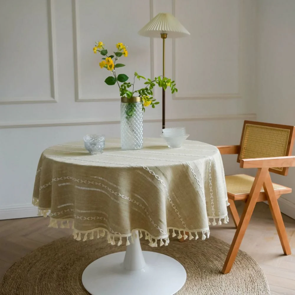 Leafline Embroidered Round Tablecloth - Image 8
