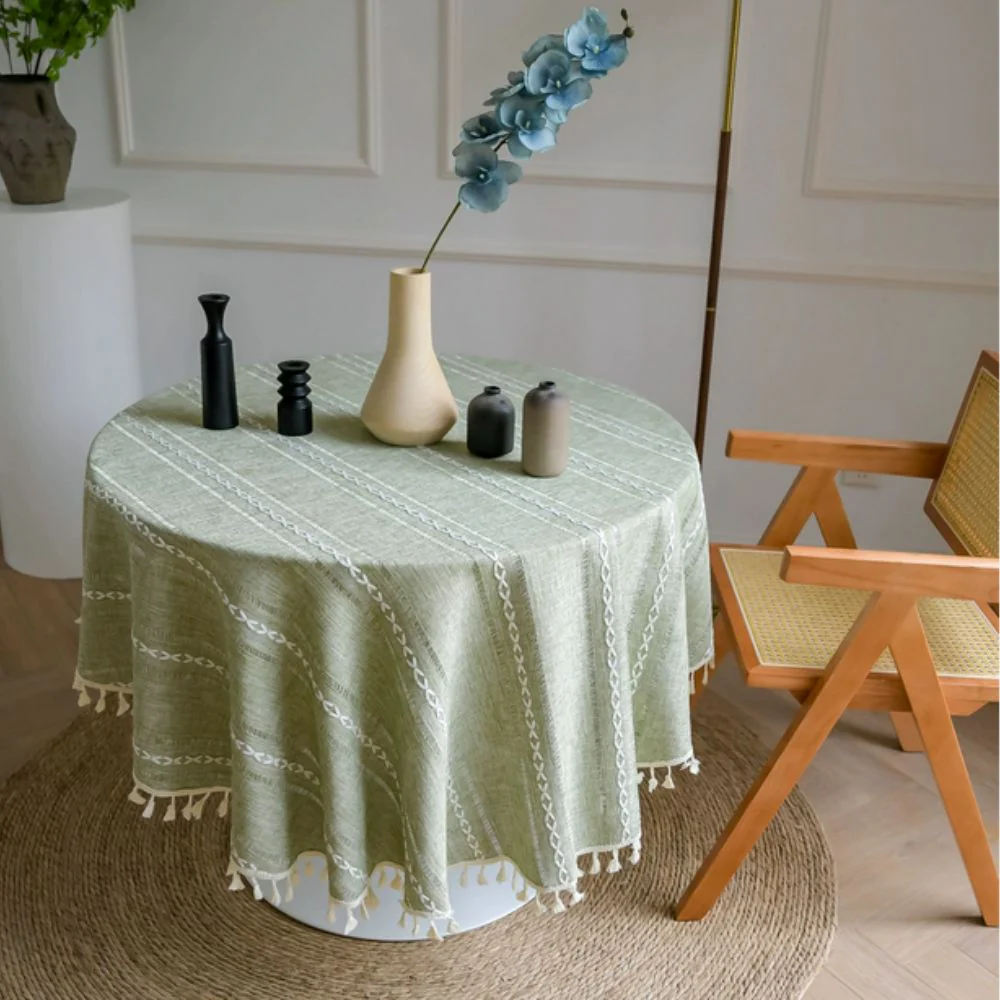 Leafline Embroidered Round Tablecloth - Image 9
