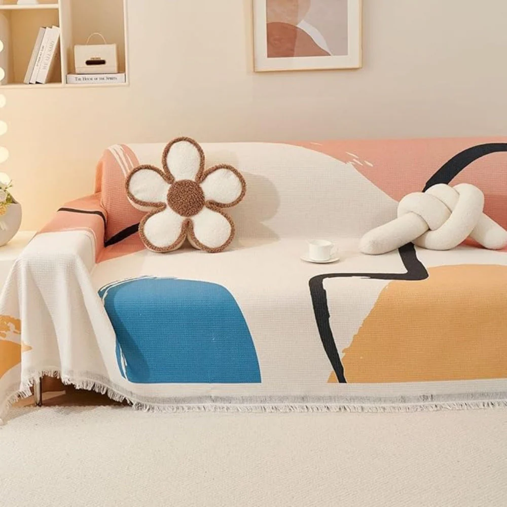 Lumiere Abstract Tasseled Sofa Cover - Image 4