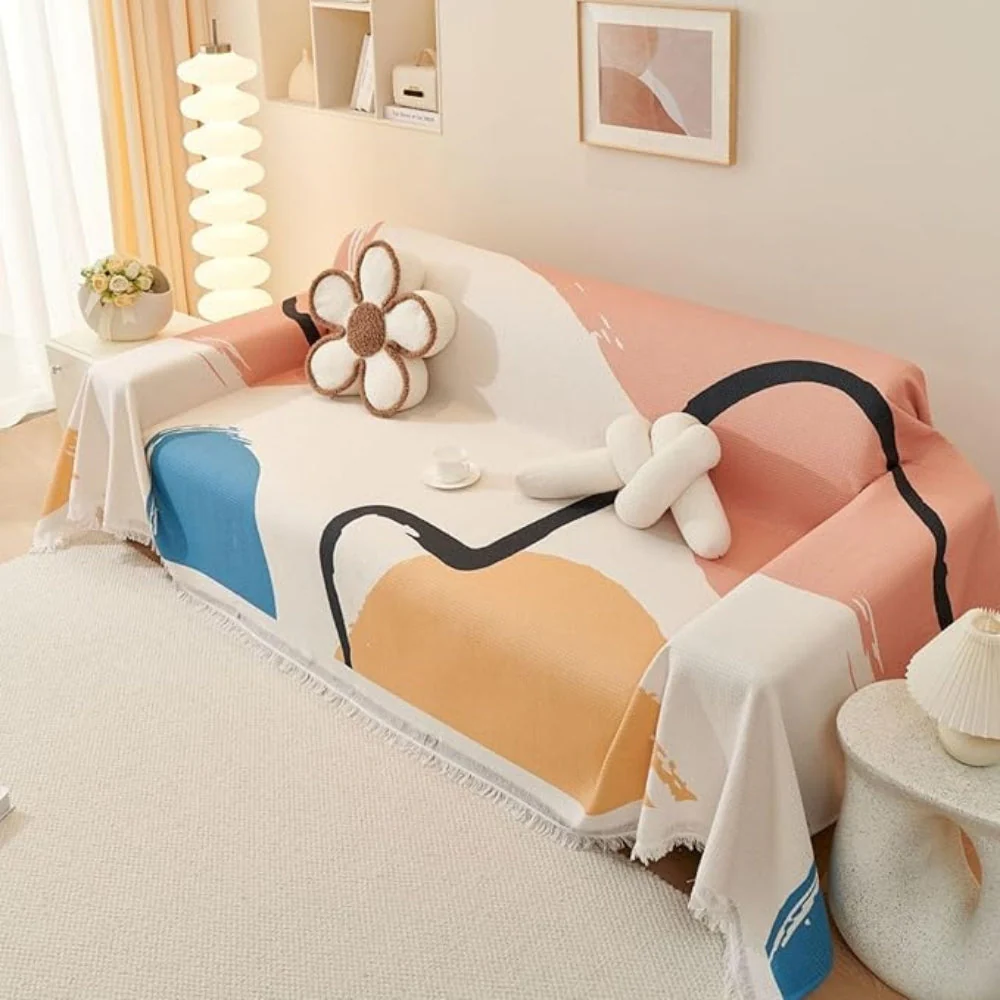 Lumiere Abstract Tasseled Sofa Cover - Image 6