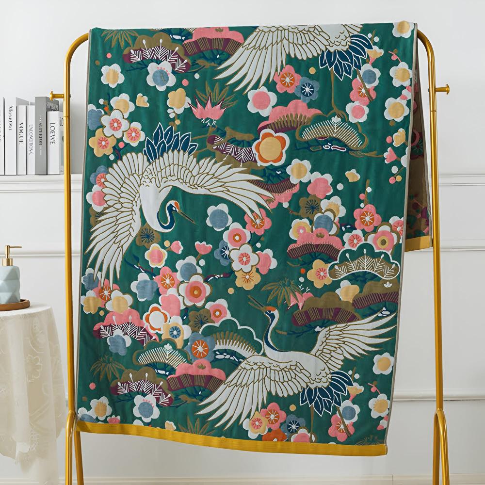Lush Flower Cranes Bath Towel - Image 2