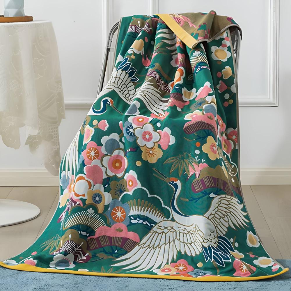 Lush Flower Cranes Bath Towel - Image 5