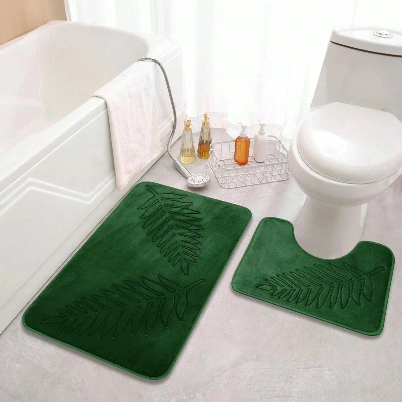 Lush Leaf Comfort Bath Mat Set - 2Pcs - Image 3