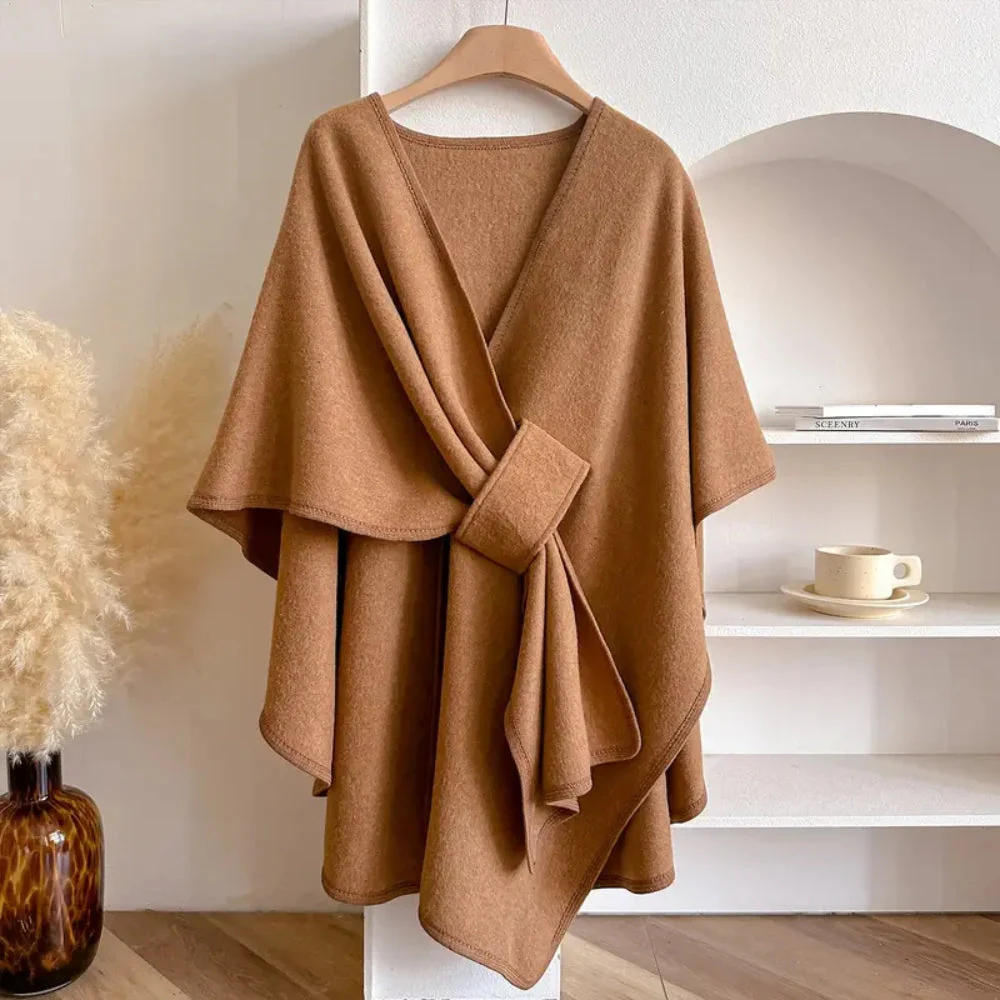 Luxurious Poncho Windproof Shawl Coat - Image 3