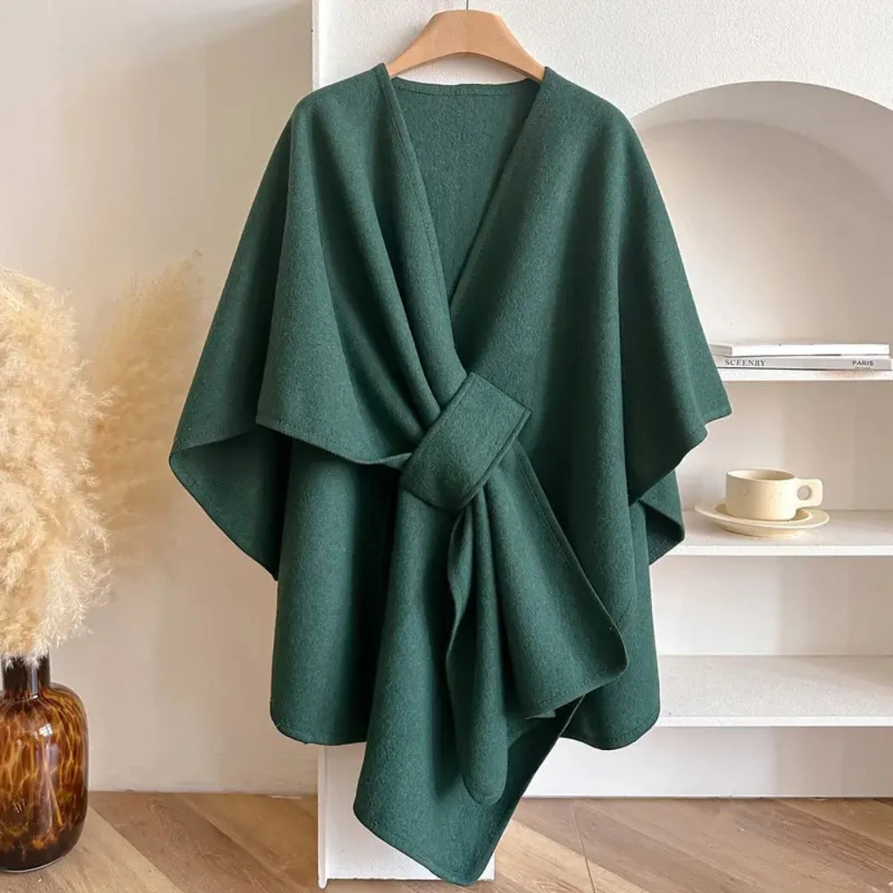 Luxurious Poncho Windproof Shawl Coat - Image 4