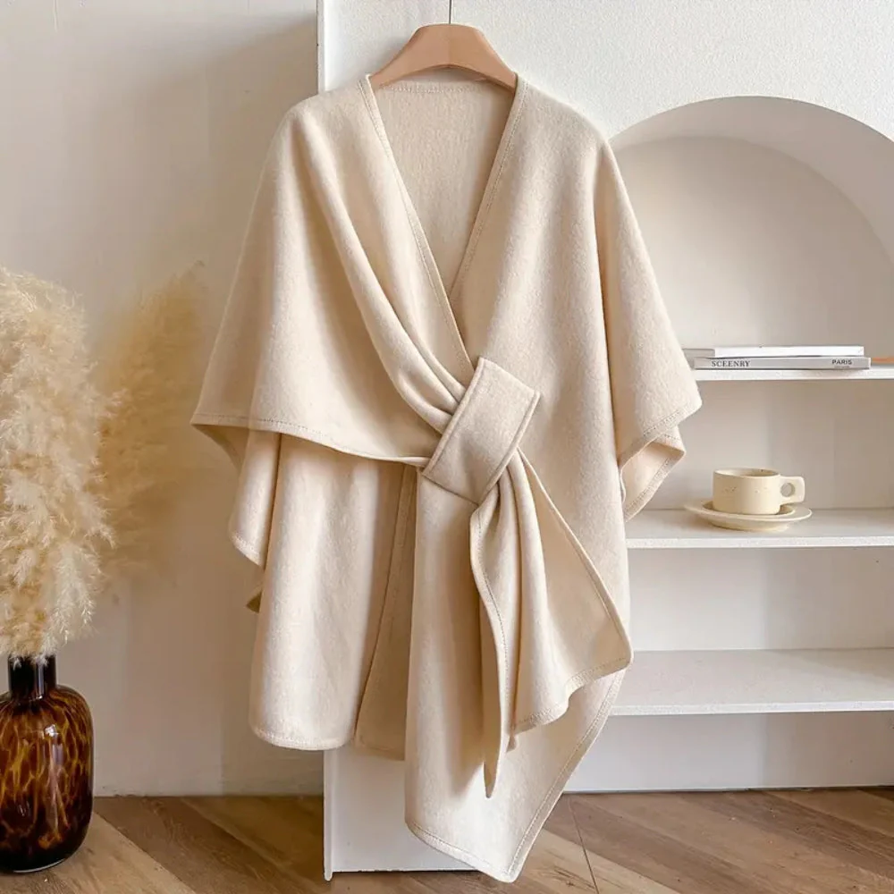 Luxurious Poncho Windproof Shawl Coat - Image 5