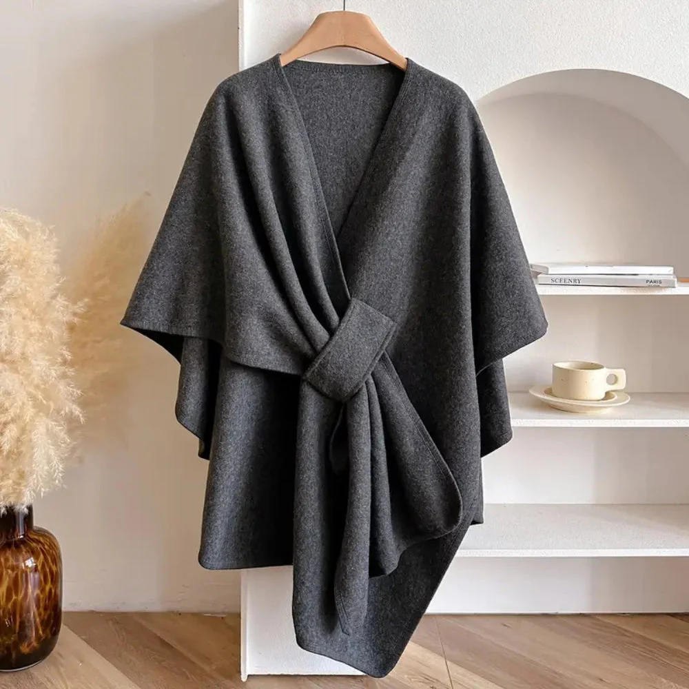 Luxurious Poncho Windproof Shawl Coat - Image 6
